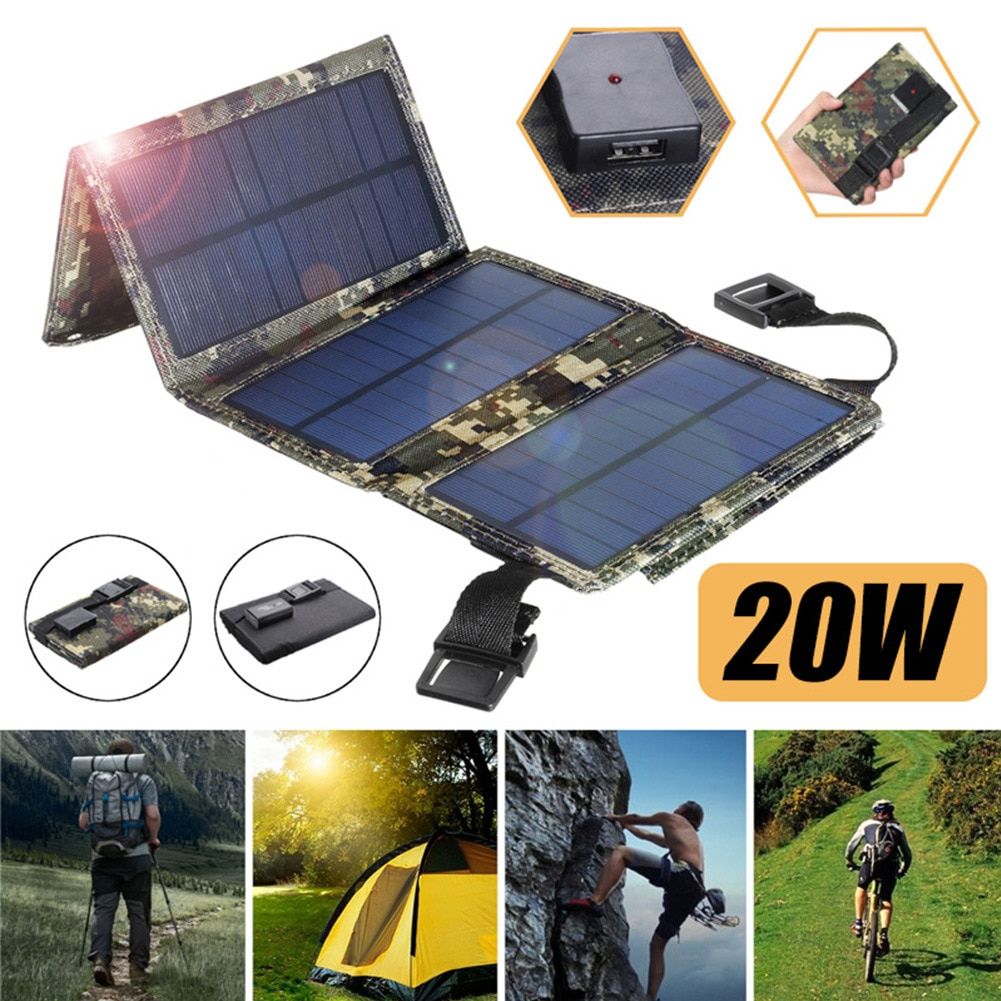 Складная солнечная панель PowerMe Solar Charger 20W Пиксель