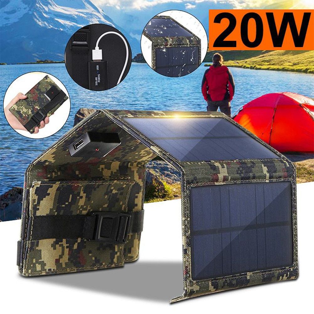 Складная солнечная панель PowerMe Solar Charger 20W Пиксель