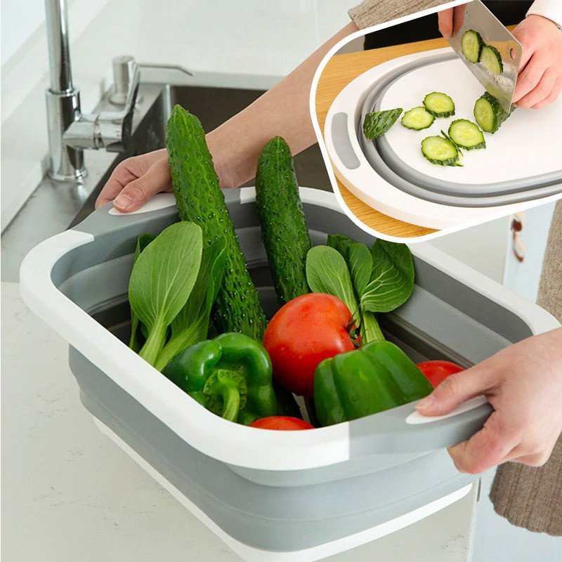 SmartCut - корзина - разделочная доска для мытья фруктов и овощей складная 4 в 1
