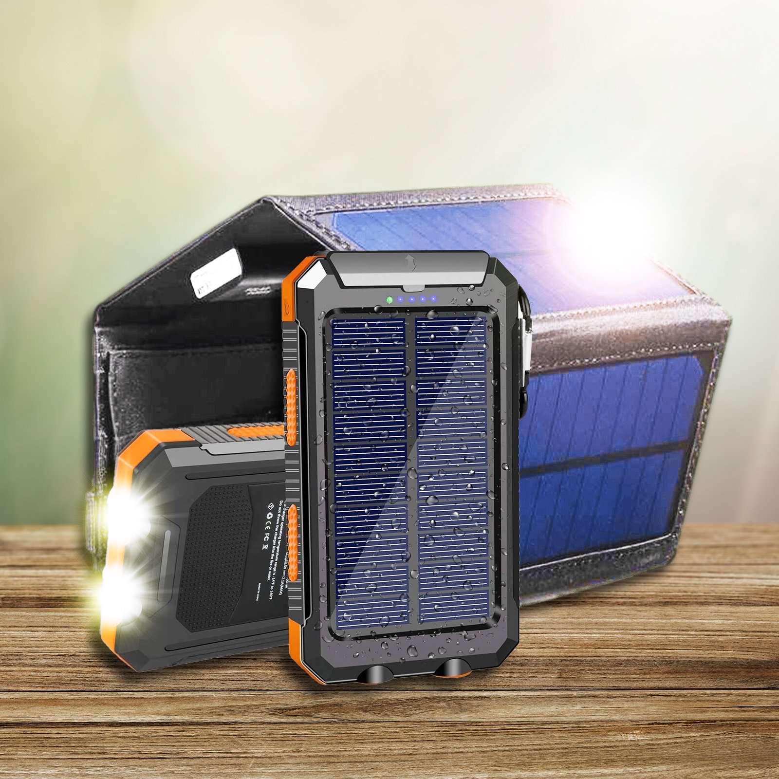 Солнечный повербанк 20000 mAh PowerMe со складной солнечной панелью 20W в комплекте