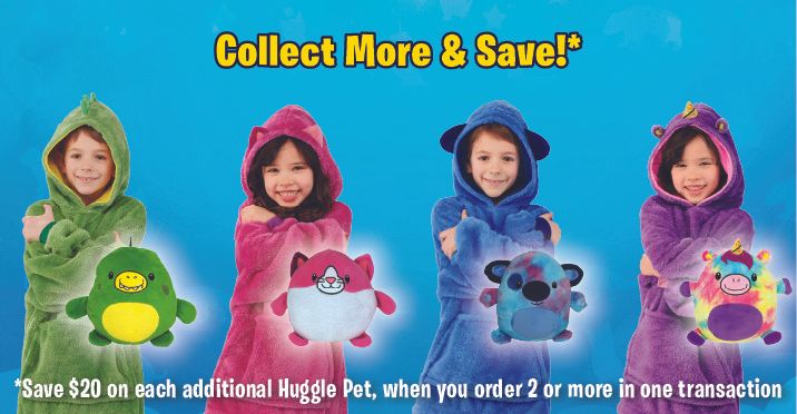 Детская толстовка плед худи с капюшоном и плюшевой игрушкой Huggle® Pet