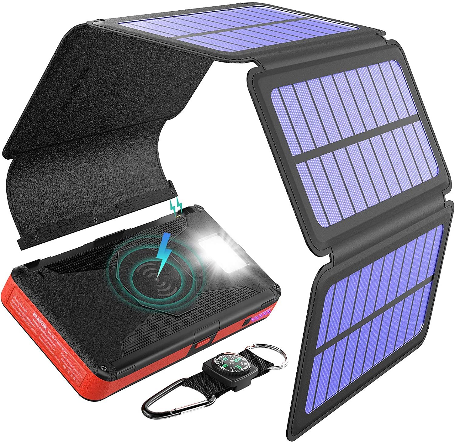 Солнечный повербанк 5 панелей BLAVOR Ultrafold 20000 mAh с беспроводной зарядкой