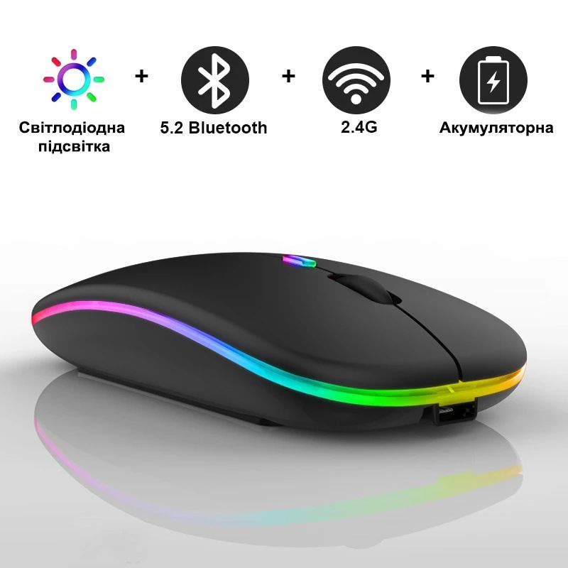Бездротова мишка PowerMe SlimLED Bluetooth із USB зарядкою Mirror White (PW-MS330-WHT)