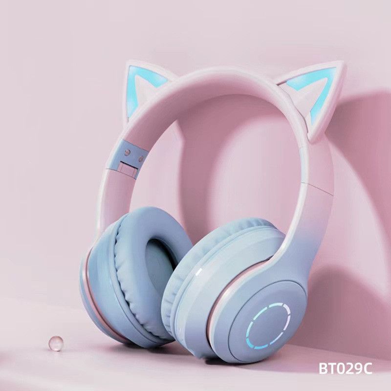 Дитячі навушники з вушками бездротові PowerMe Kitty-Kitty Blue